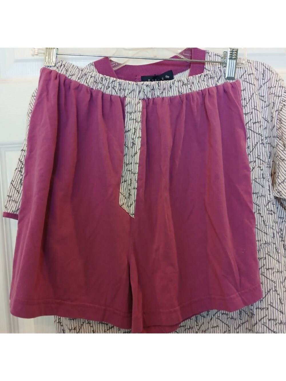 Vintage Esleep Womens Pajama Set Size Medium SS Shirt Shorts Cotton Blend #D-21 - Picture 4 of 10
